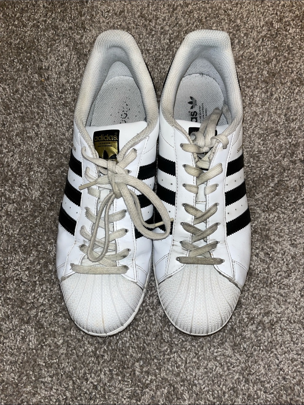 Adidas Superstar White and Black Shell Toe Sneakers